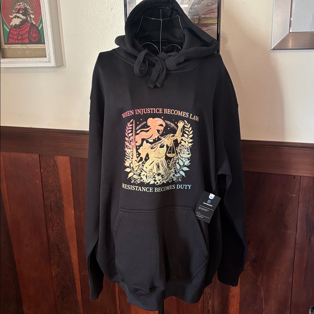 Black Graphic Hoodie with Slogan - Picture 4 of 4